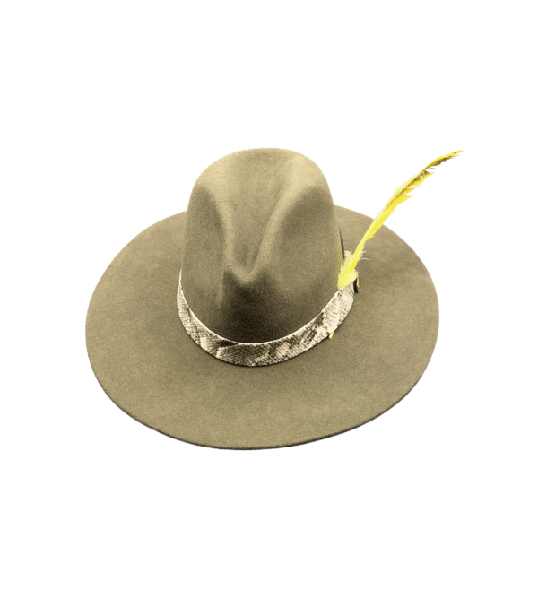 MARGA Western Green Army Hat | Wool Wide-Brim