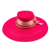 new-1 FLORENCIA fuchsia dumont wide brim straw hat with satin pink ribbon bow and gold rope trim